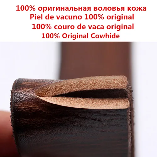 Imagen 2 del producto Cinturón de piel de vaca Natural para hombre, hebilla de metal duro, cinturón de cuero de vaca original suave para hombre, cinturón vaquero de cuero real de textura única
