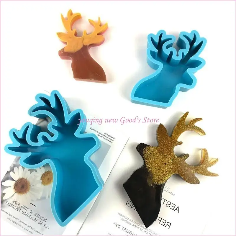 

57QA Рождественский олень Декор Силиконовая форма Эпоксидная смола DIY Ремесло для украшения дома