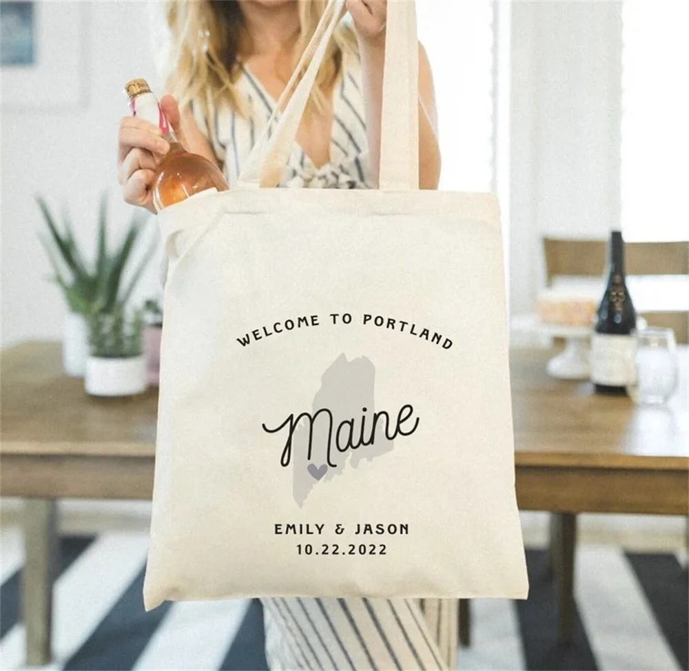 Maine Wedding Tote - Custom Wedding Tote Bag - Maine Wedding Favor - Portland Wedding Tote - Portland Welcome Bag