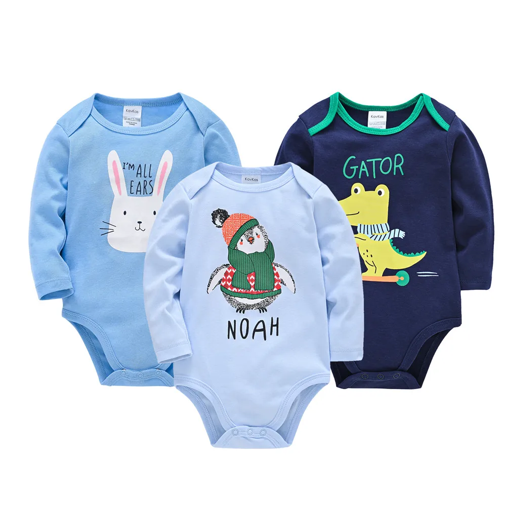 Newborn Baby Boy Clothes Set 3 Pcs/lot 100% Cotton Cool Print Full Sleeve Bodysuit 0-24M Costume Clothing