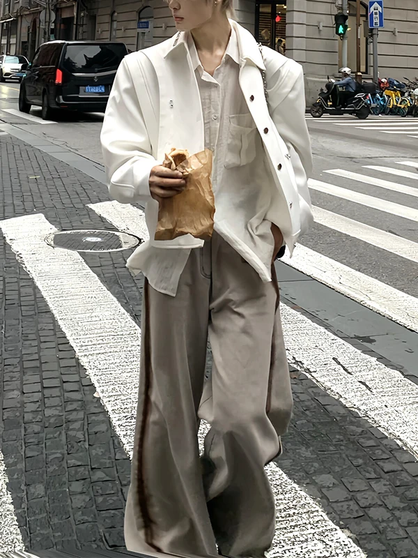 

Мужская двухслойная деконструированная куртка с воротником-стойкой и декоративными элементами, повседневная верхняя одежда, модная осенне-весенняя куртка