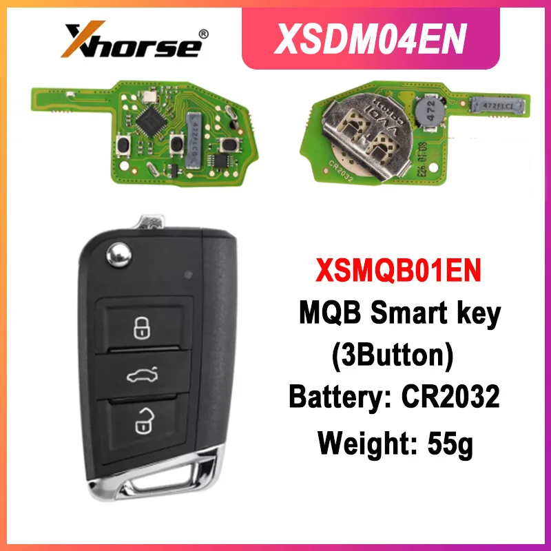 

MAGICKEY 1PCS Xhorse XSDM04EN Smart Remote Key MQB Style 3 Button Update Version of XSMQB1EN