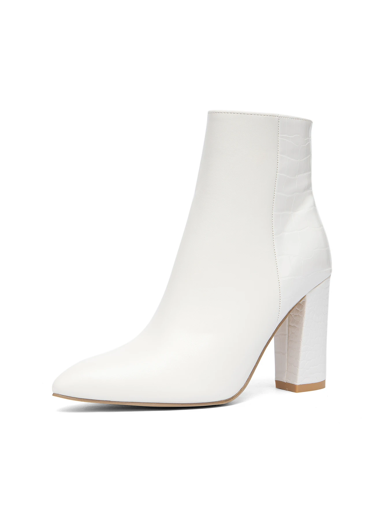 Sepatu Bot Wanita Musim Gugur dan Musim Dingin 2025 Baru, Bulu Pendek Tebal, Hak Tinggi Runcing, Pola Buaya, Jahitan Putih, Serbaguna, Cocok untuk Rok, Sehari-hari, dan Tidak Menatasi Kaki