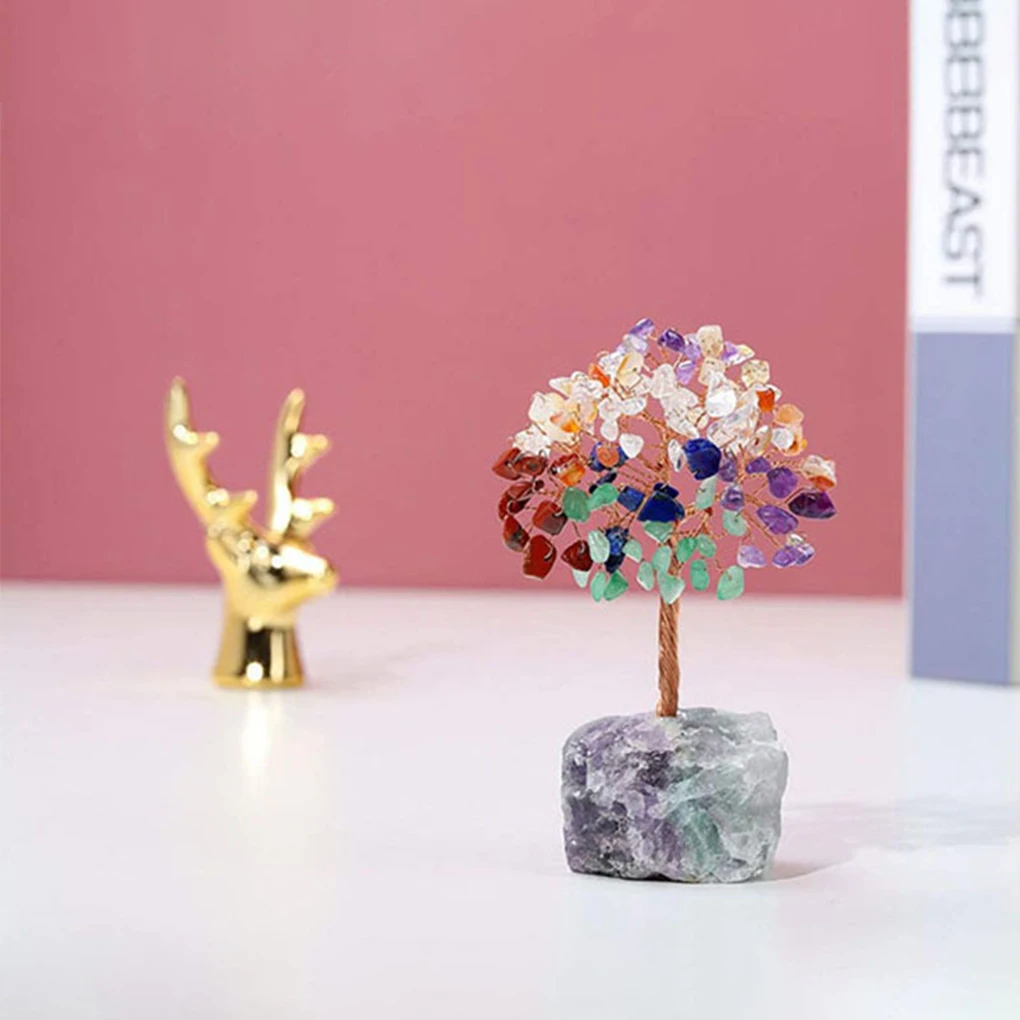 شجرة المال من حجر الكريستال في مزهرية صغيرة لأرفف الكتب لديكور غرفة المعيشة ﻿   شجرة المال النحاس نمط المنزل 3