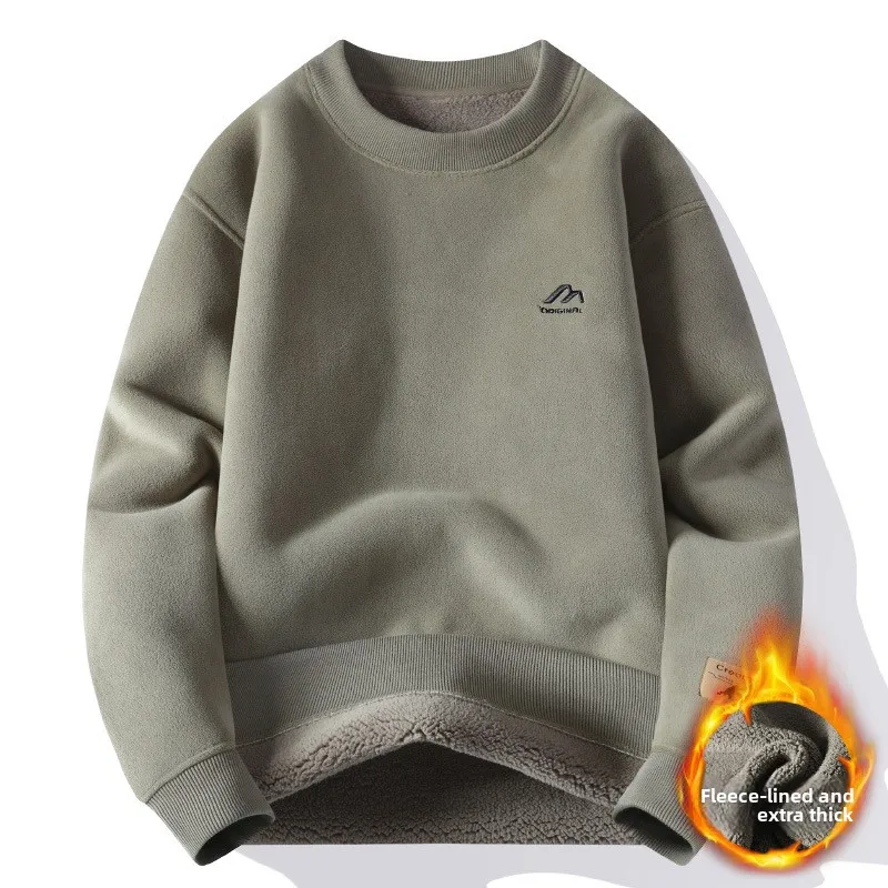 

Мужская утепленная толстовка на флисе, с круглым вырезом, новая теплая модель осень-зима 2026