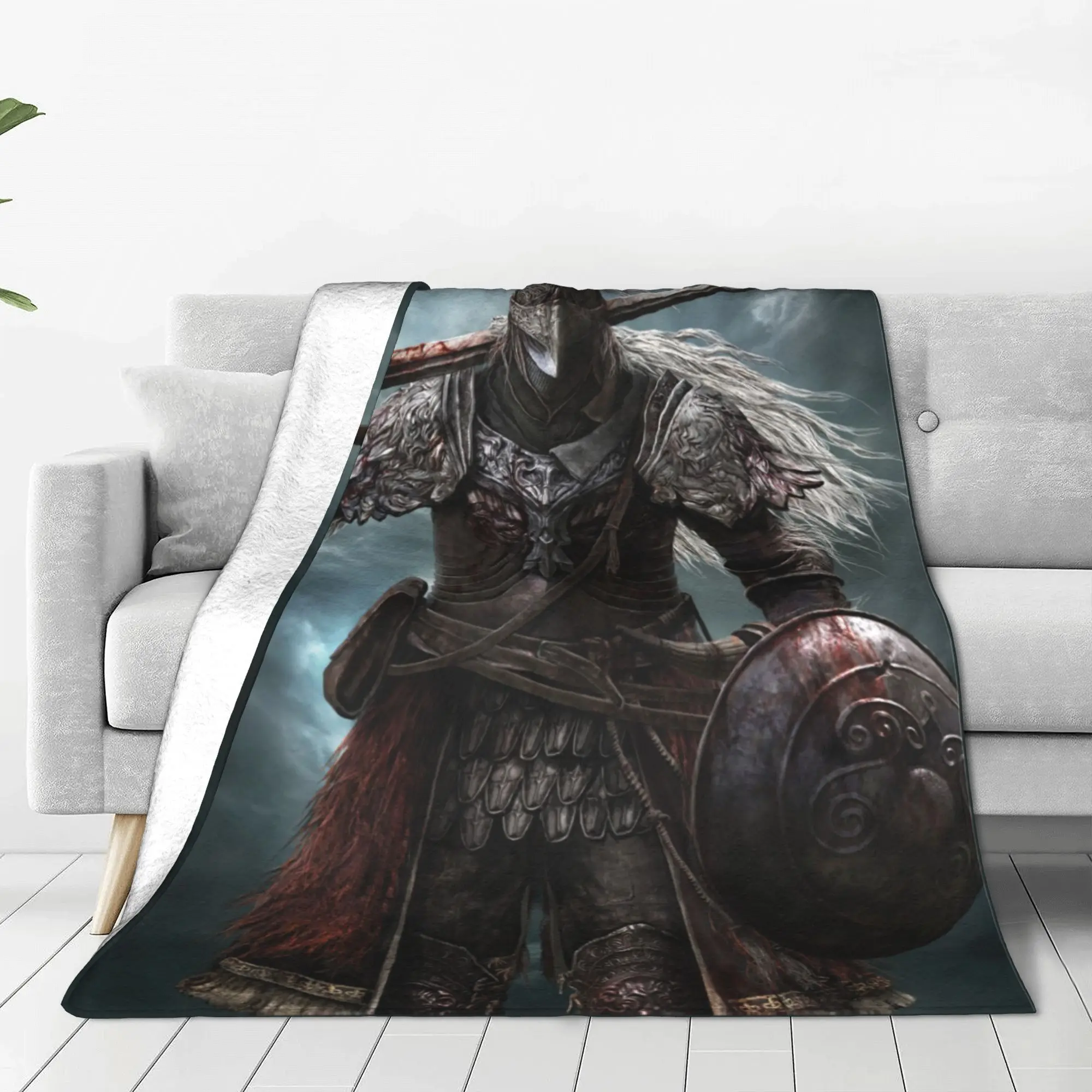 Eldened Ringed Knitted Blanket Undead Knight Dark Souls Plush Throw Blankets Bedroom Sofa Decoration Ultra-Soft Warm Bedsprea