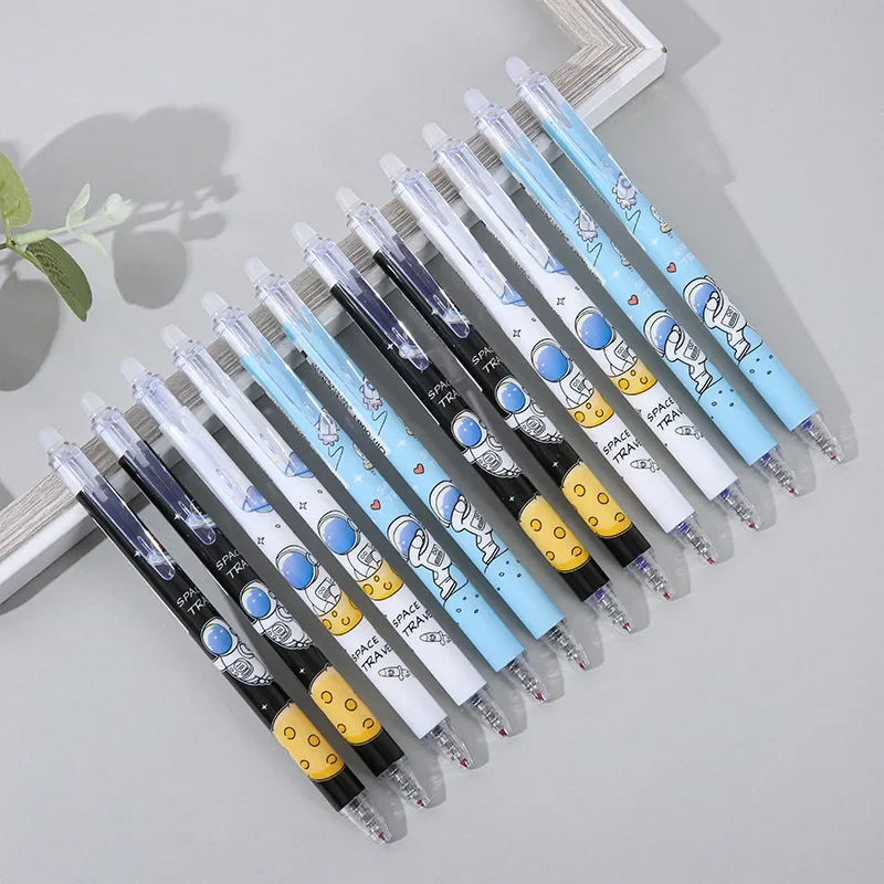 12Pcs Wholesale Creative Erasable Pen High Value Cartoon Cute Student Stationery Novelty Astronaut gel pens