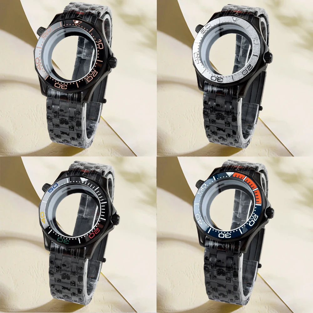 

Black 41mm NH35 Watch Case Waterpfoor 20mm Width Solid 316L Stainless Steel Strap for Seamaster 300 NH35 NH36 Movement 31mm Dial