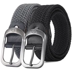Unisex Woven Elastic Belt Men Luxury Women Belt Designer Men Alloy Pin Buckle Waist Straps Belts No Hole Cinturones Luxury Mujer