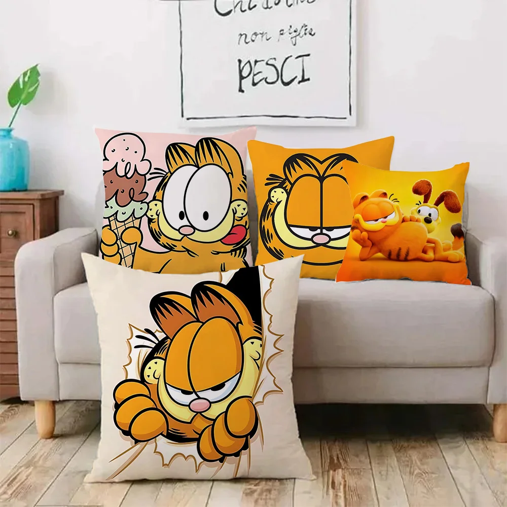 Cartoon cute Pillow Covers G-G-GarfieldS Cartoon Sofa Decorative Home Double-sided Printing Short Plush Cute Cushion Cover