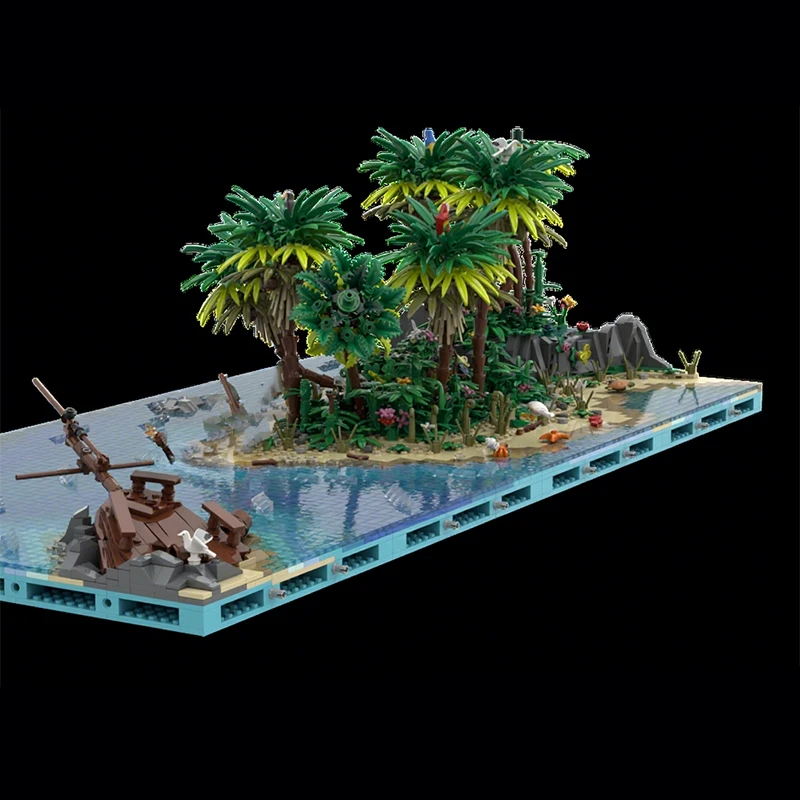 642 Uds. MOC lago Floral sobre una playa tropical piratas bloques de construcción juguete de Navidad regalo imagen espacial hasta tallo educativo