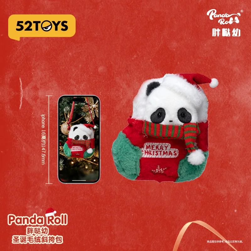 Kerstcadeau Originele 52TOYS Kerstserie Crossbodytas Panda Roll Pluche Crossbody Tas Panda Knuffel Schoudertas Cadeau