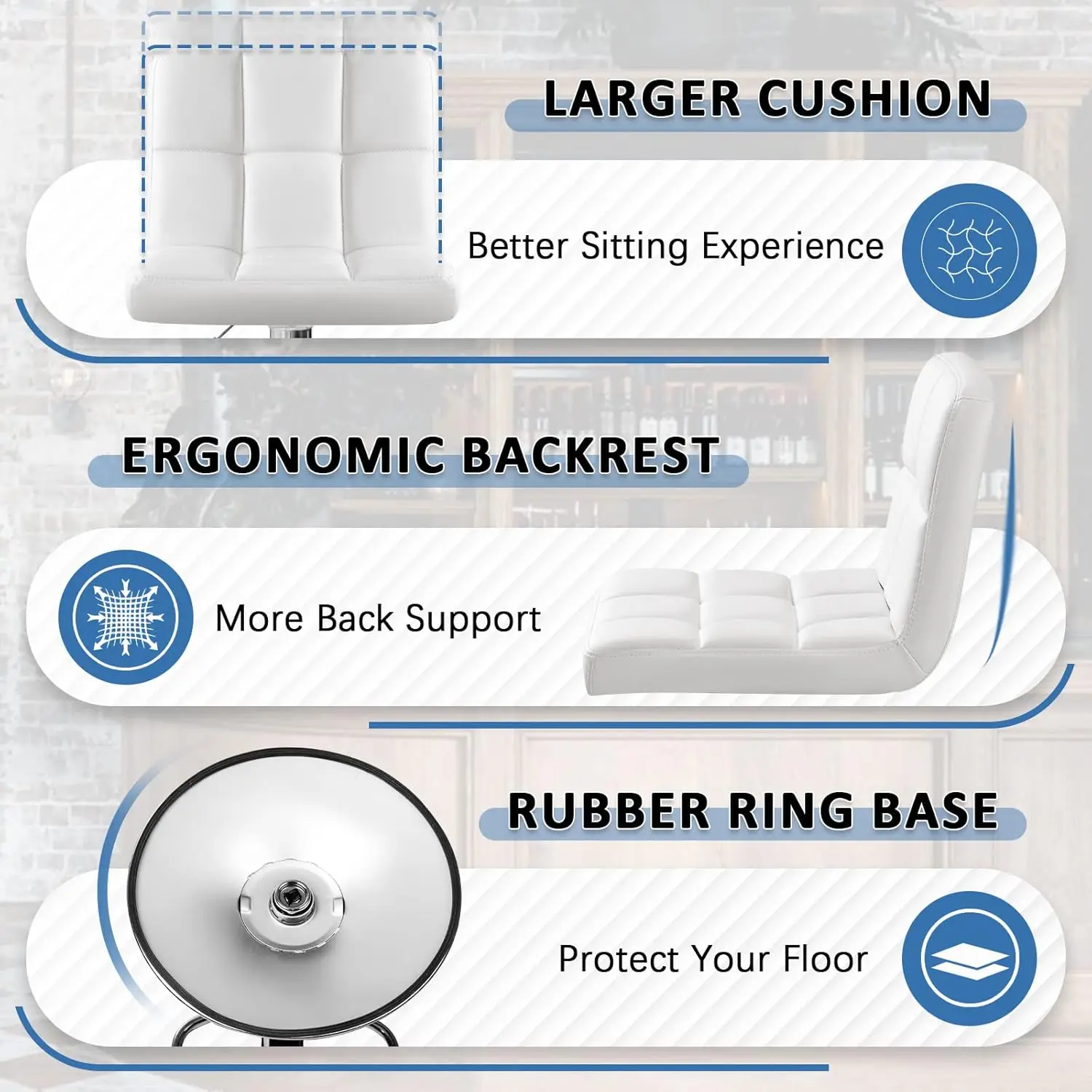 Bar Stools Modern PU Leather Adjustable Swivel Barstools, Armless Hydraulic Kitchen Counter Bar Stool