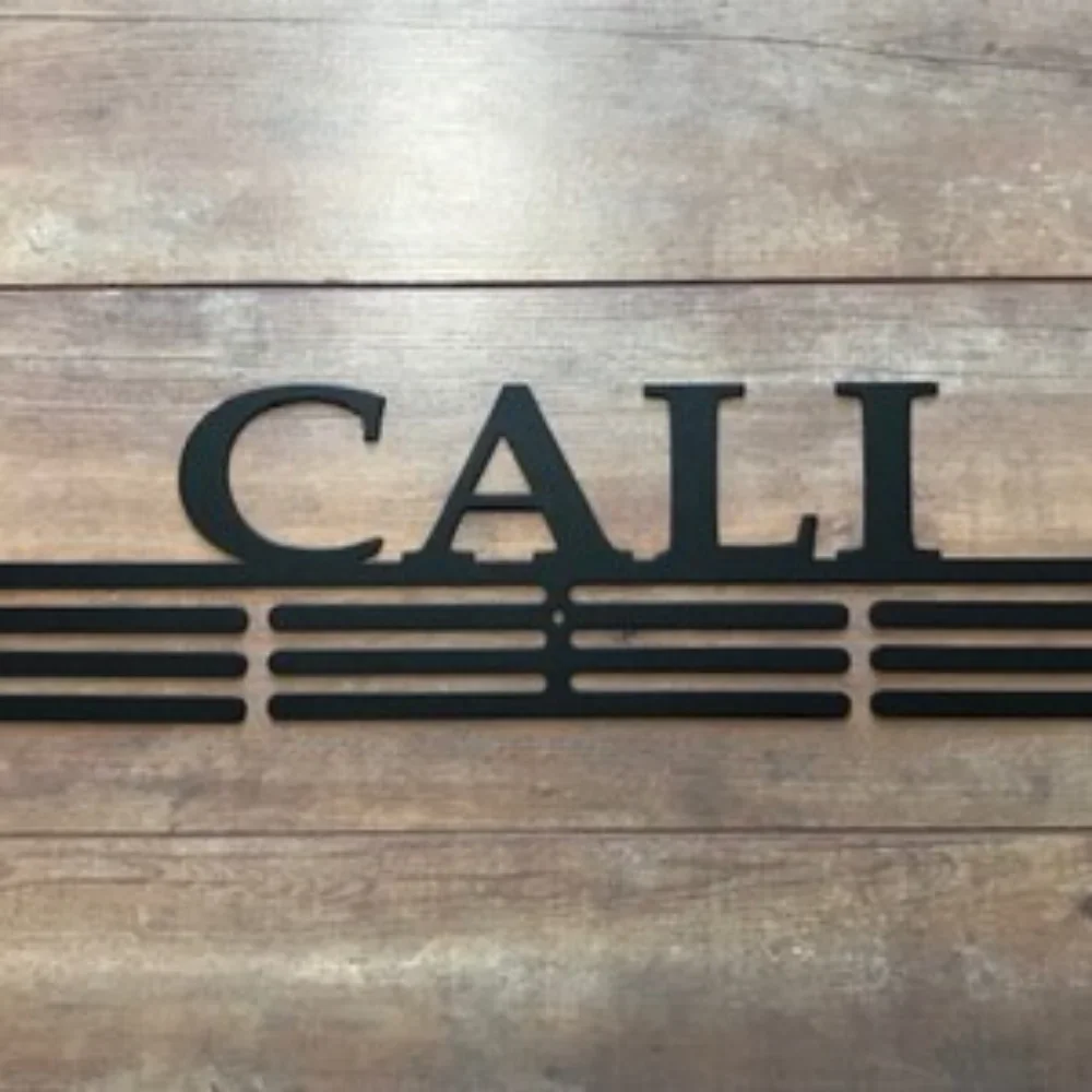 

Custom Name- Medal Hanger Holder Display Rack 3 RUNG Personalized Family Name Sign for Unique Holiday Gift Metal Decorative Wall