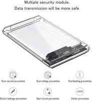 2.5-Inch SATA to USB 3.0 External Hard Drive Enclosure,Portable Clear Hard Disk Case for 2.5 Inch 7mm 9.5mm SATA HDD SSD, Suppor