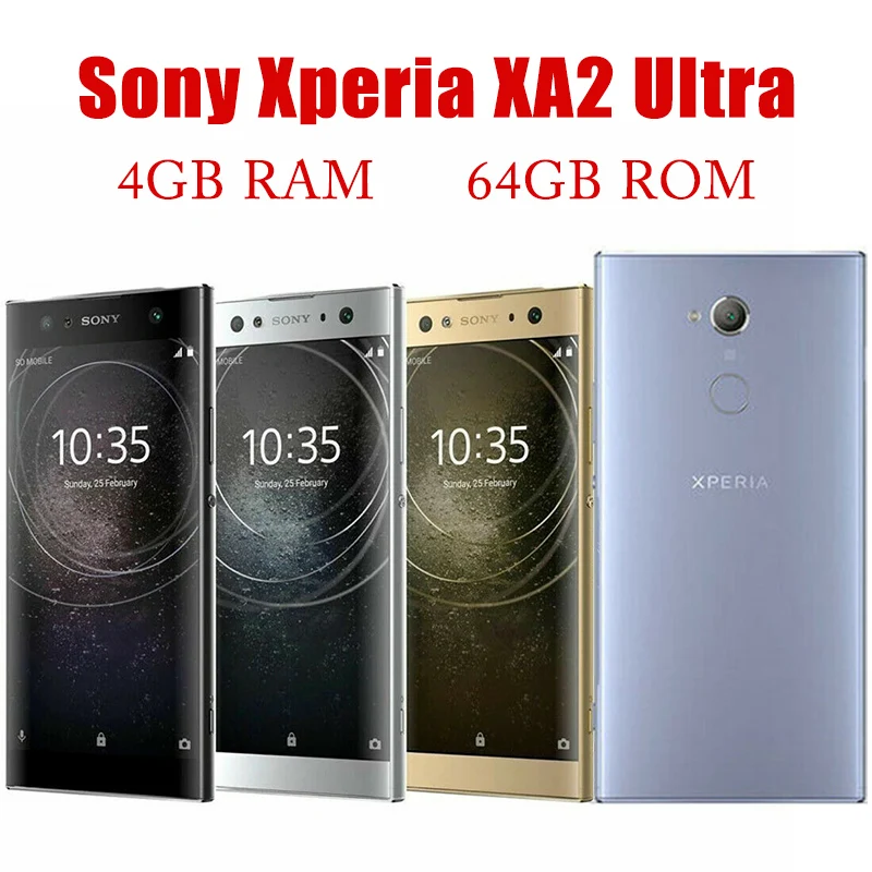 هاتف Sony Xperia XA2 Ultra 4G LTE هاتف ذكي أصلي غير مقفول يعمل بنظام أندرويد ثماني النواة وذاكرة وصول عشوائي 4 جيجابايت وذاكرة قراءة فقط 32 جيجابايت و6.0 بوصة وكاميرا 23 ميجابكسل xa2 Ultra #1