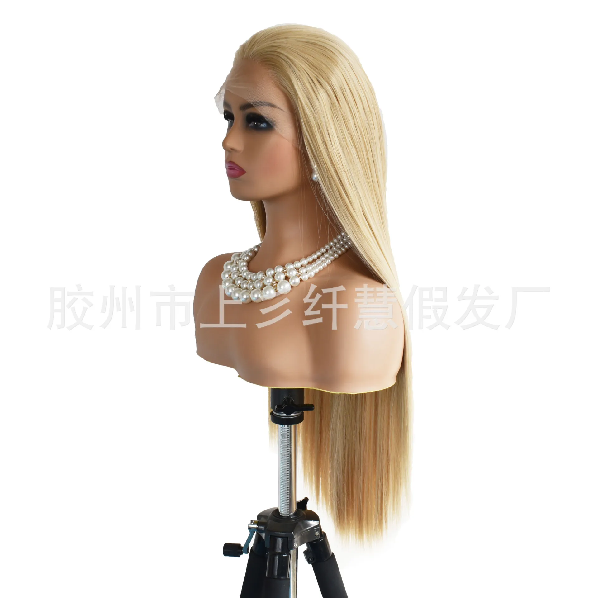 Synthetic Blonde Mixed Color Front Lace Wig Long Straight Matte Fiber Natural Hairline Heat Resistant Costume Cosplay Party Wig