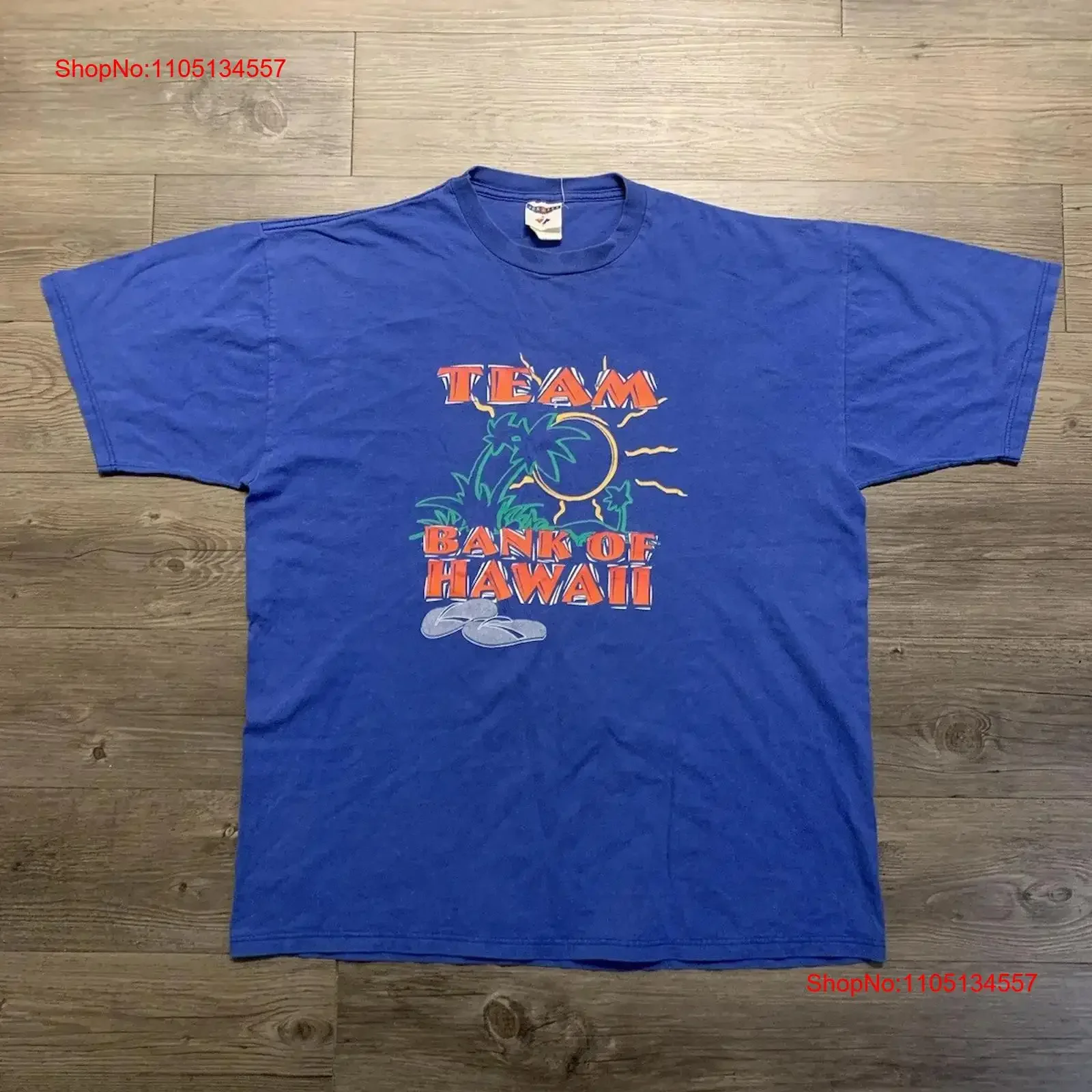 

Vintage 90s Bank Of Hawaii Honolulu T Shirt Sz XL Beach Finance Money Blue vintage Washed fashion Stretched Slightly