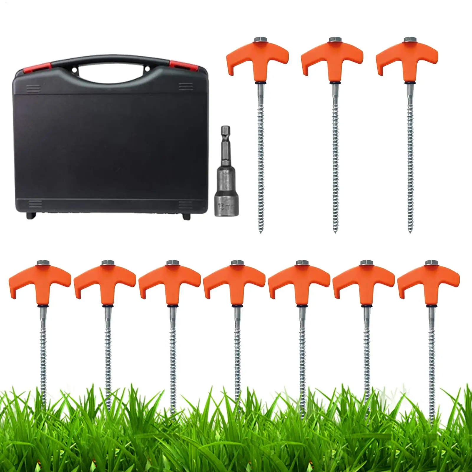 

10 шт. металлические шипы для палатки, колышки для кемпинга, дрель в земных анкерах, сверхмощный спиральный винт с шестигранной головкой, колья для кемпинга