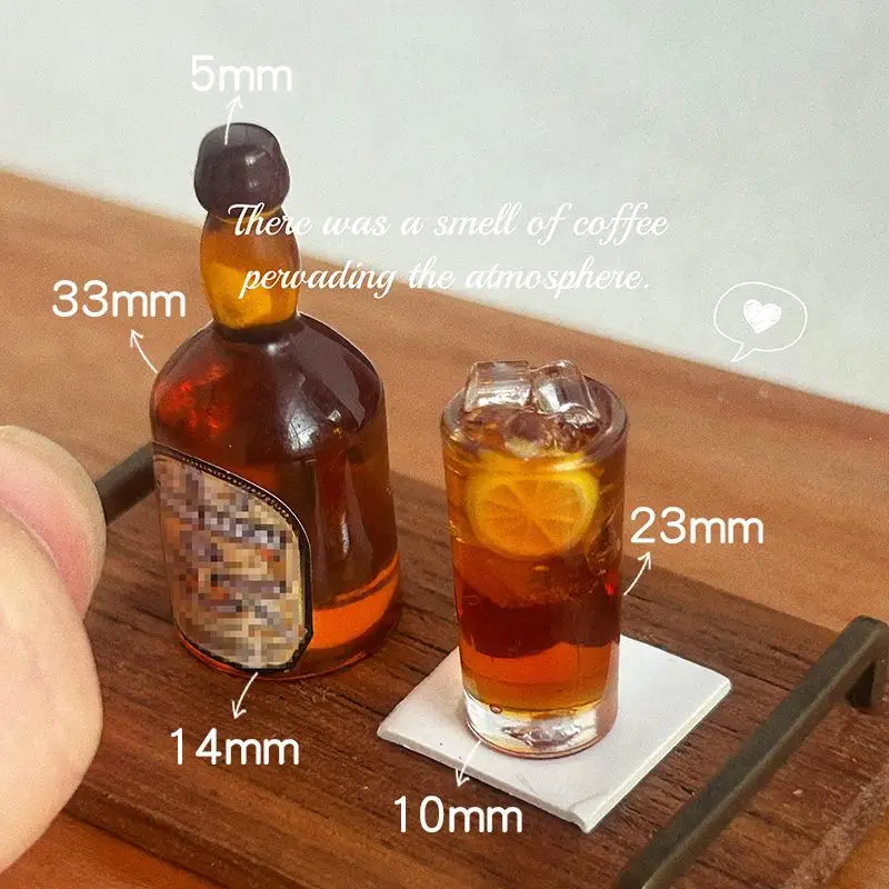 DIY Decoration 1/12 Dollhouse Miniature Accessories 1/2Pcs Mini Resin Long Island Iced Tea Whisky Wine Bottle Simulation Model