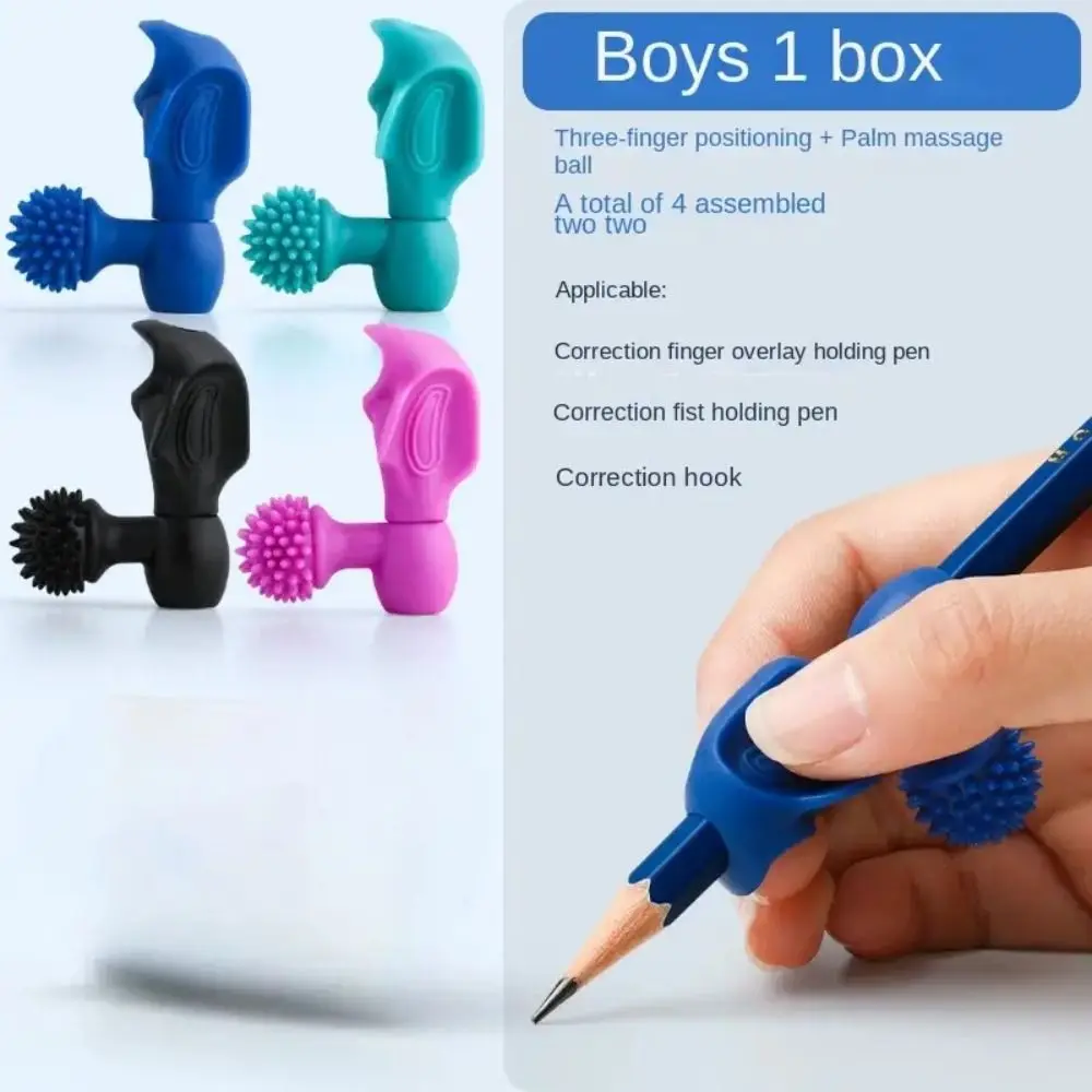 

4 pcs Writing Posture Silicone Orthosis Handwriting Writing AIDS Learning Practice Pen Holder Soft Correction Training
