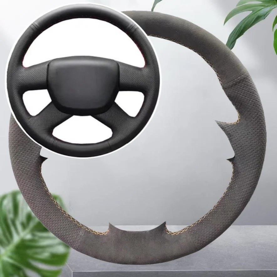 تخصيص عدم الانزلاق الجلد المدبوغ جديلة غطاء عجلة القيادة لفورد مونديو Mk4 S-Max فورد التركيز اليد مخيط اكسسوارات السيارات الداخلية #1