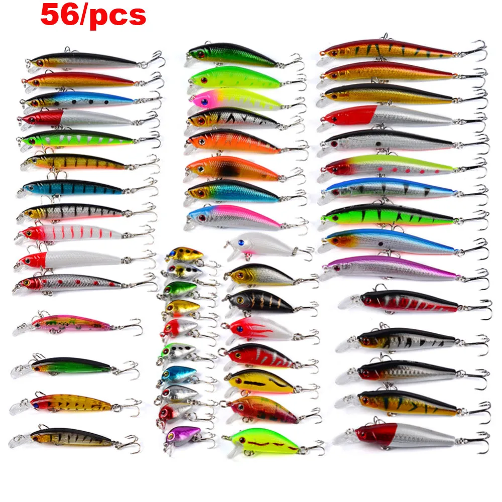 

56 Floating Waterway Sub Bait Sets Soft Bait and Hard Bait Mixed Pack Cross Mouthed Bass All In Mixed Pack Fishing Tackle