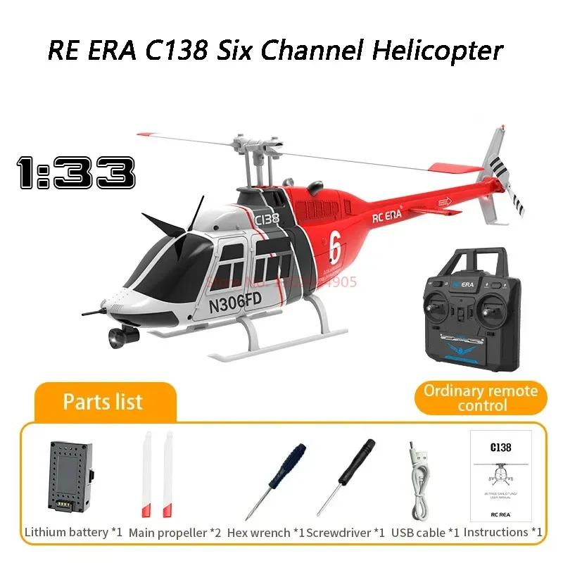 

New Re Era C138 1:33 Six Channel Single Paddle Aileron Free Helicopter Barometer Fixed Height 3d Rolling Toy Gift Rc Planes