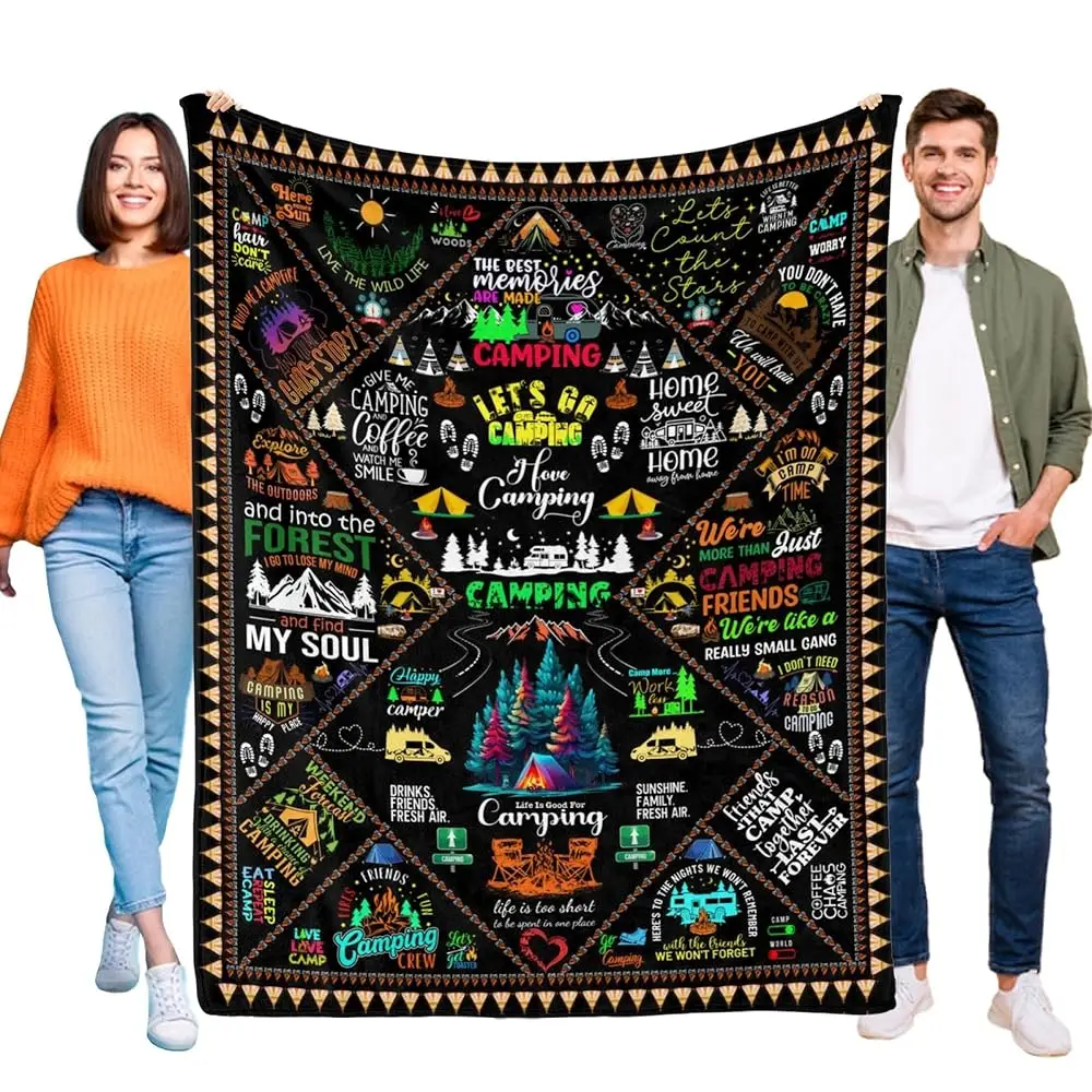 

Camping Blanket Gifts For Men Women Couples,Soft Cozy Camping Blankets And Throws Rv Travel Hiking Bed Sofa,Cool Camper Gifts