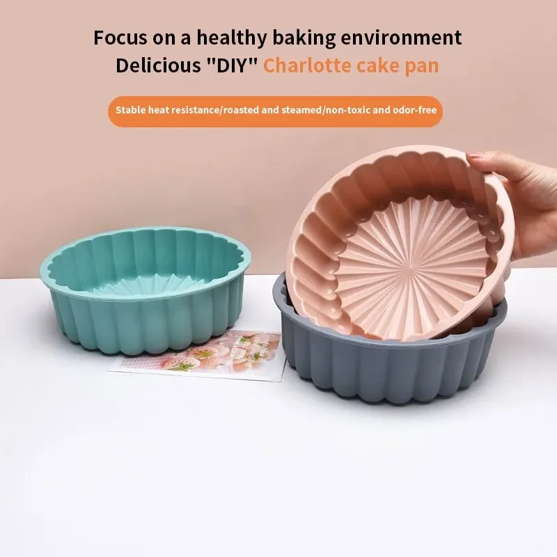 1PC Silicone Cake Pan Multi-Functional Round High Temperature Resistant DIY Baking Mold