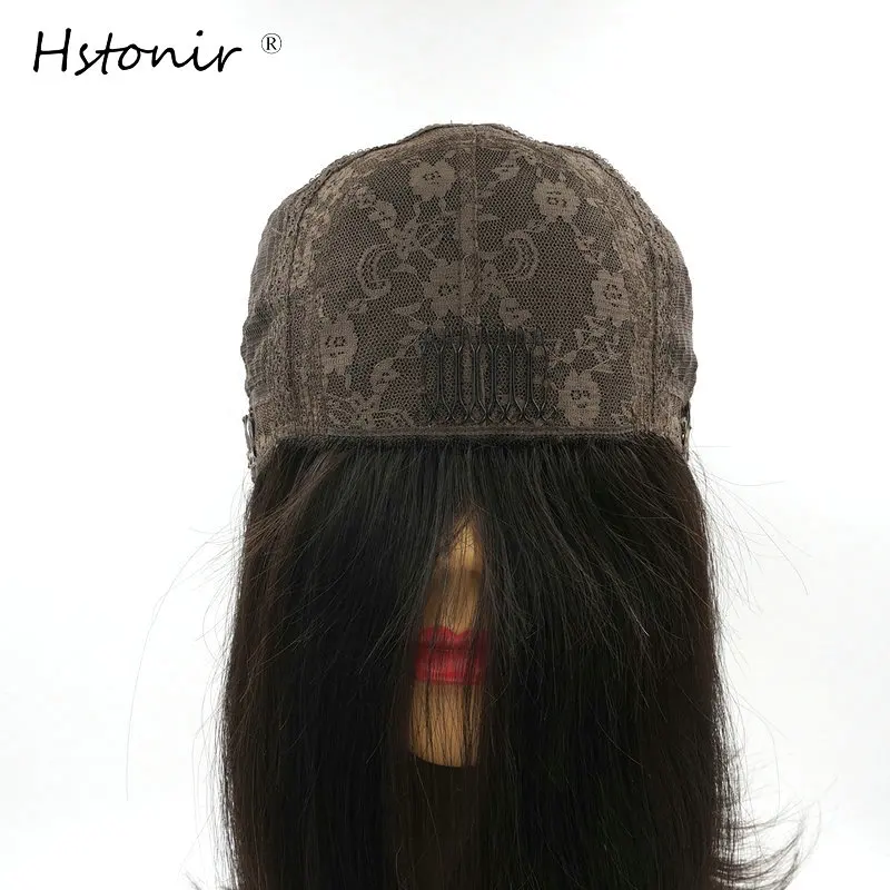 Hstonir Straight Kosher Wig Silk Top Certificated Jewish Wig Sheitels European Remy Hair Hairpiece Pelucas De Mujer J002