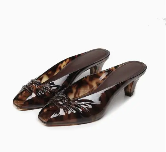 2026 Women Transparent Jelly Mule Heels Peep Toe Clear Kitten Heel Slide Sandals Waterproof Slip On Jelly Shoes Casual Summer