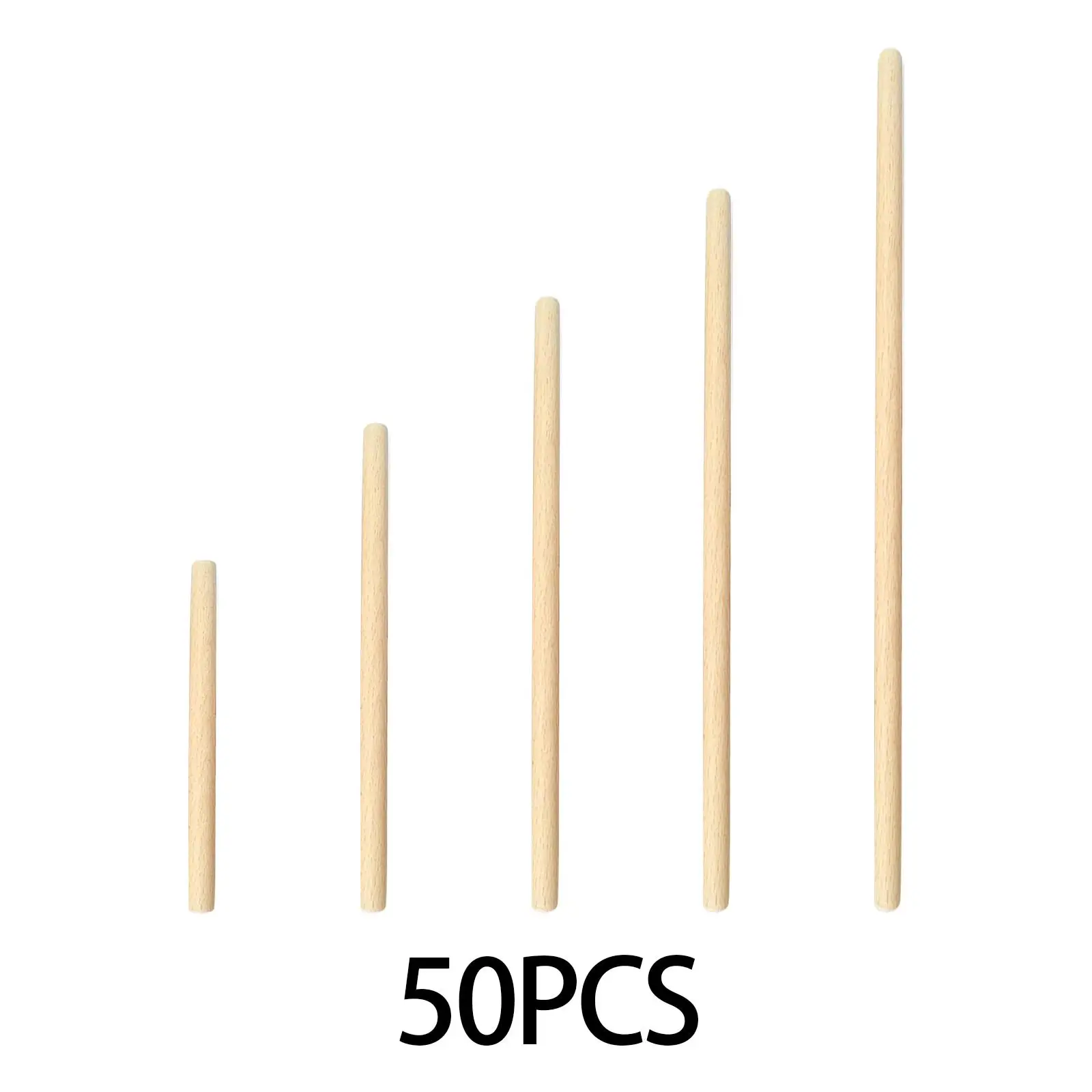 50 Pieces Doweling Rods Unfinished Hardwood Sticks Wood Crafts Sticks for Building Craft Arts Projects Macrame