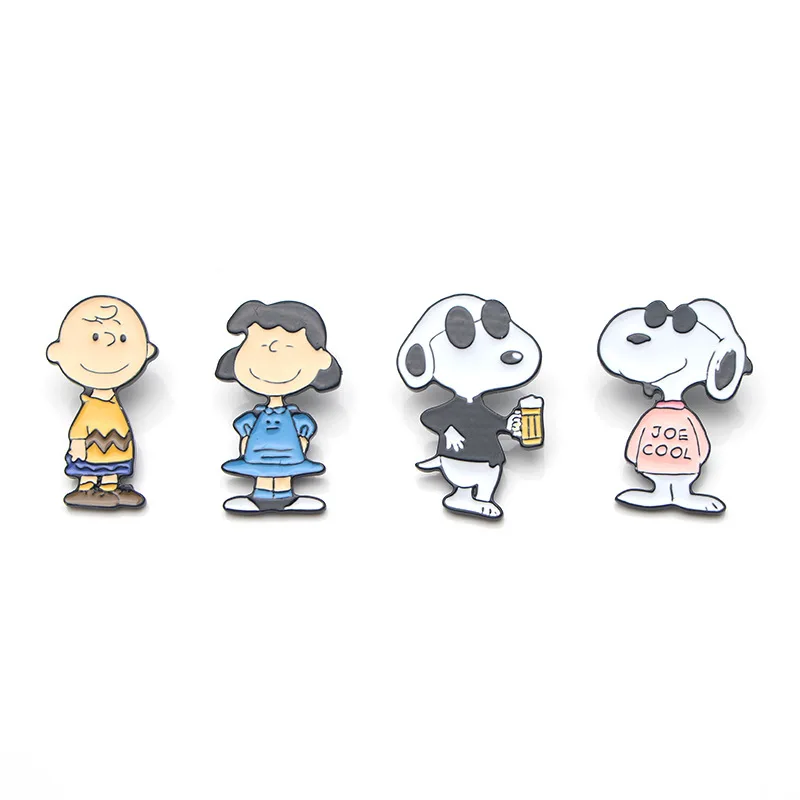 Kawaii Snoopy Charlie Brown Woodstock Cartoon Cute Dolls Alloy Pins Badges Brooches Anime Plush Toys for Girl Birthday Gift