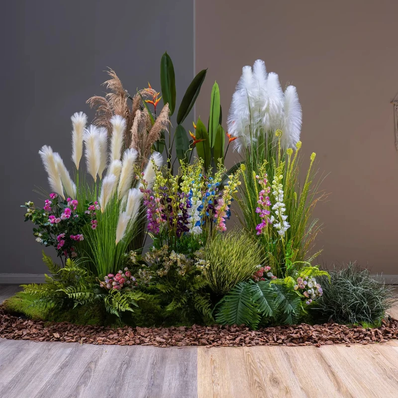 

Large reed simulated tree green plant combination landscaping interior decoration camping wind bionic plant fake tree window