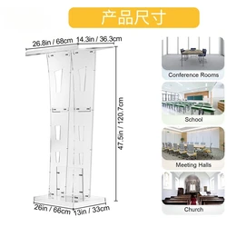 Podium en acrylique transfrontalier, podium de conférence, plexiglas, discours de remise de prix, support de pièce, bureau d'accueil d'hôtel, hôte