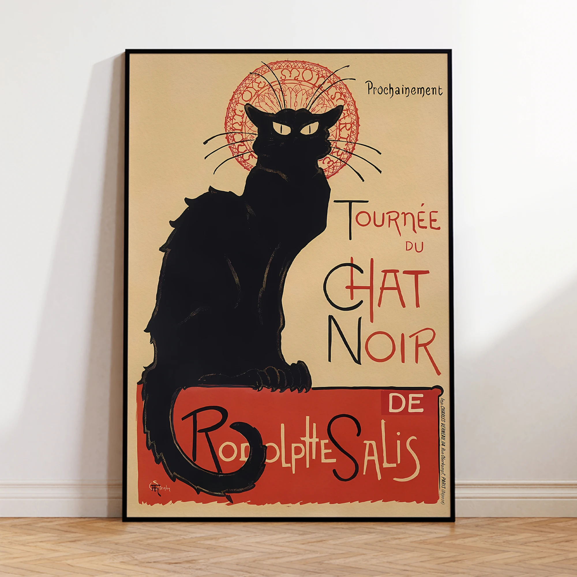 Pôster Vintage Moderno Chat Noir - Gato Preto, Arte de Parede Francesa, Impressões em Tela, Pôster Decorativo para Sala de Estar e Decoração de Casa