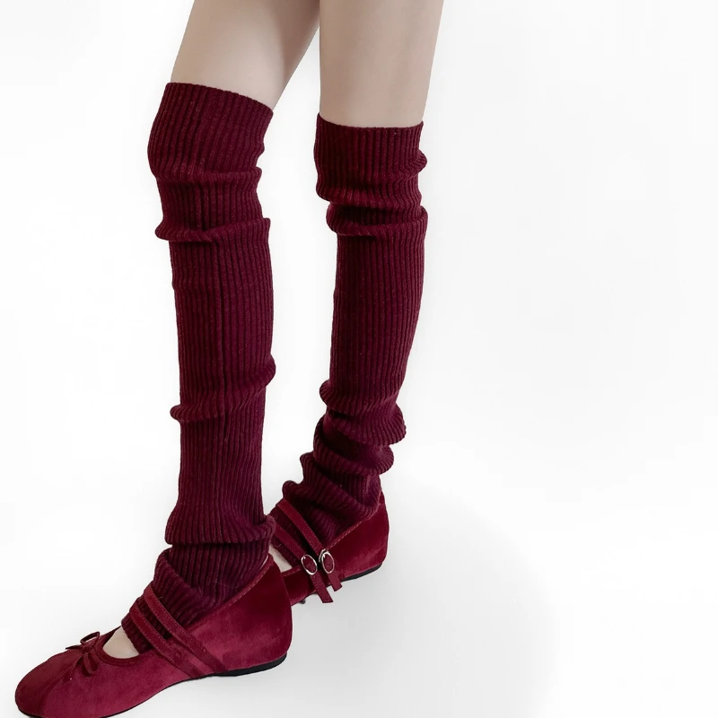

Autumn and Winter Leg Warmers Ballet Style Foot Stepping Leg Cover Knitted Y2k Wool Thermal Knee High Socks Thigh High Stockings