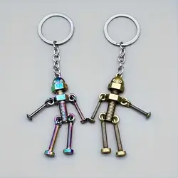 Vintage Movable Screw Robot keychain Multicolor Metal Robot Keyring for Men Women Backpack Car Key Pendant Accessories Gifts