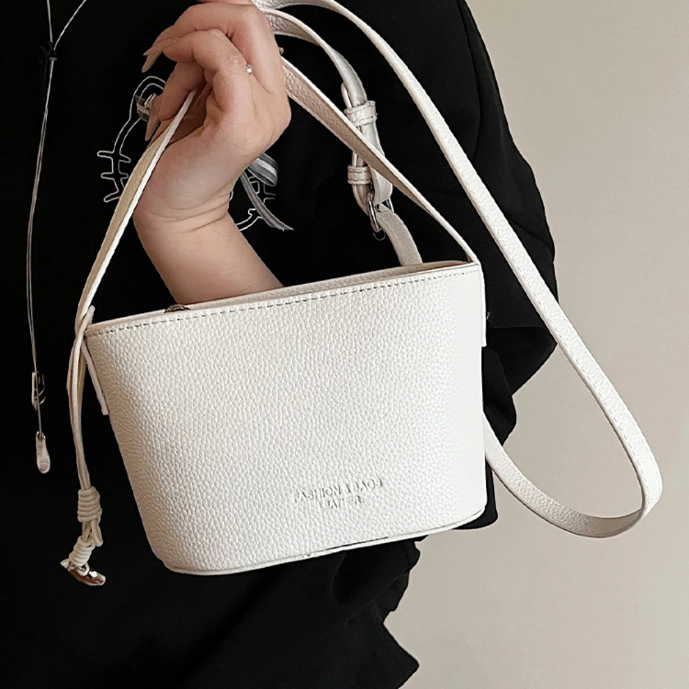 Lychee Pattern Solid Color Square Crossbody Bag Women's Simple Zipper Casual All-Match One Shoulder Bags Daily Commute Packs