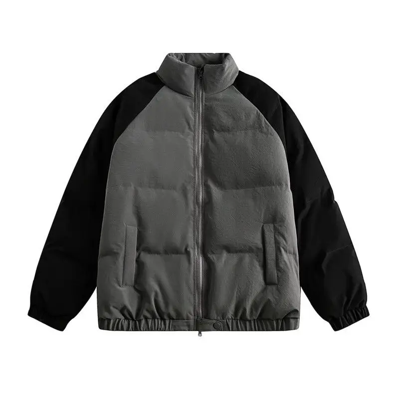 الرجال شتاء 2025 الأفوكادو الأخضر راجلان كم سترة قطن الوقوف طوق معطف دافئ خمر النمط الأمريكي الشارع الشهير ملابس خارجية