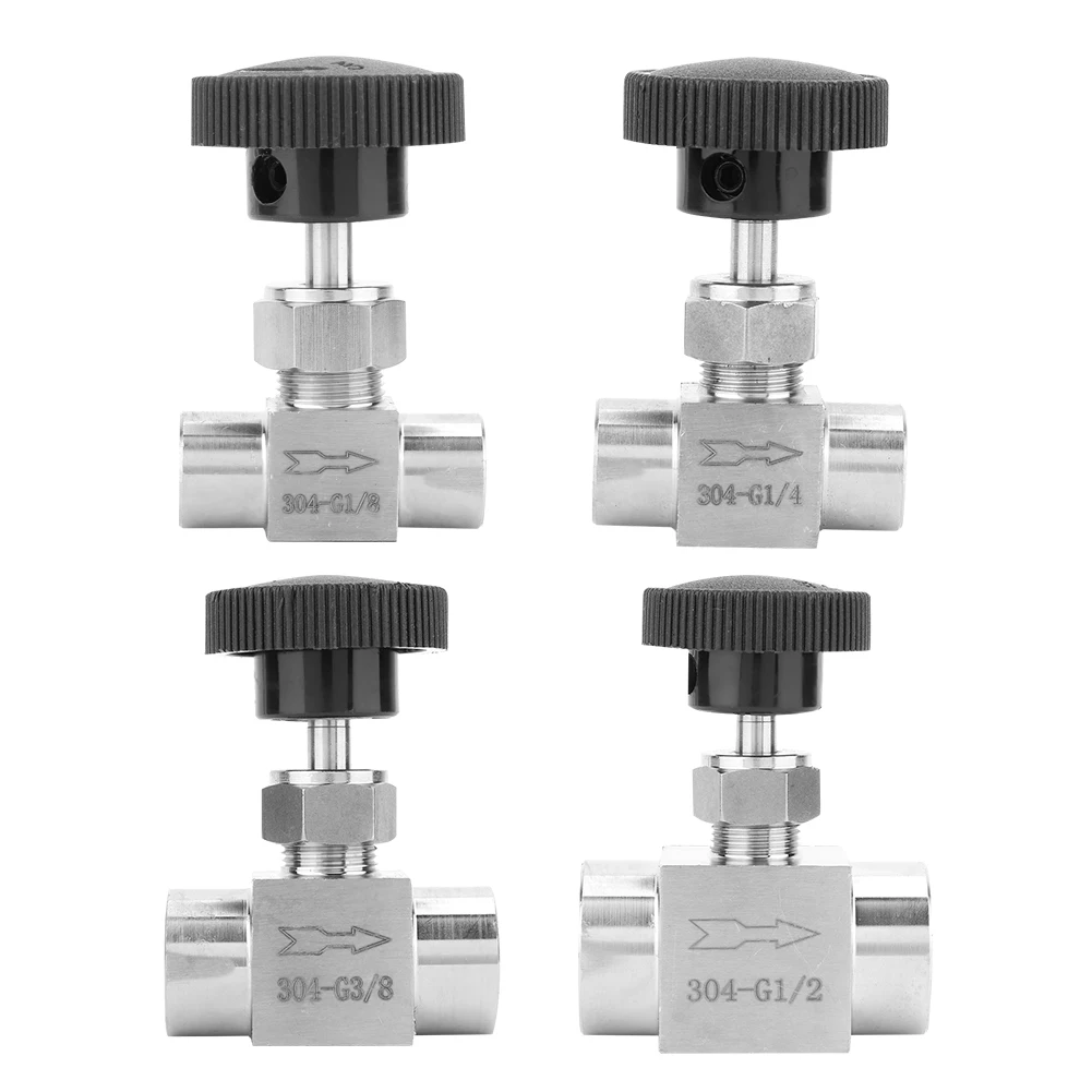 Válvula de aguja recta de rosca hembra BSPP de acero inoxidable 304 para agua, Gas y aceite