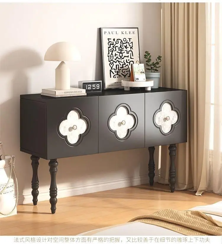 

Black solid wood porch cabinet, antique partition cabinet in the aisle, home screen chest storage table