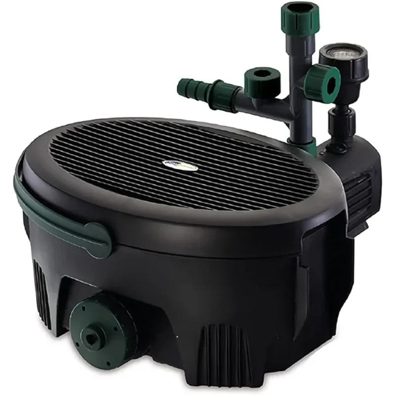 Inpond 6 in 1 Teich & Wasserpumpe, Filter, UV-Klärer, LED-Scheinwerfer, alles in einer Lösung, für Teiche bis zu 900 Gallonen, schwarz