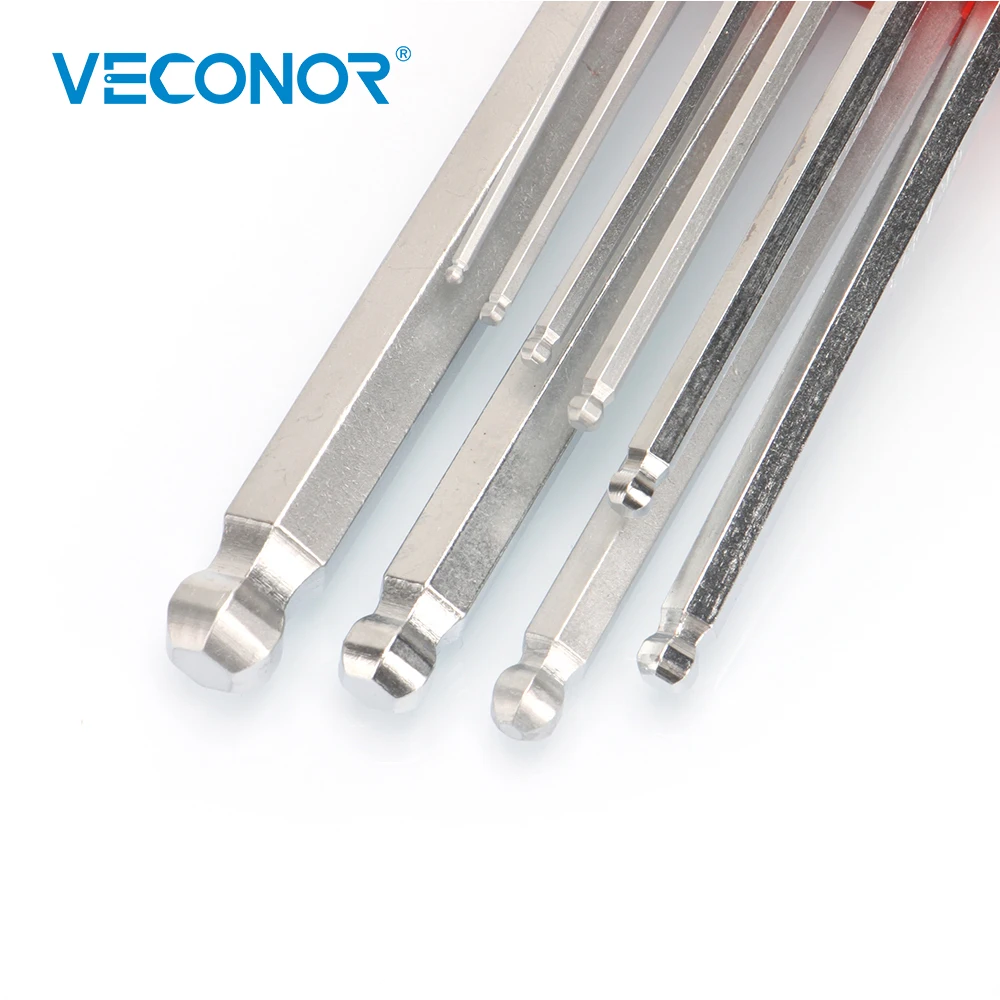 9 Pcs Durable Reinforced Metric Ball Ended Hex Allen Key Wrench Set Spanner Torque Wrench, Chrome Vanadium