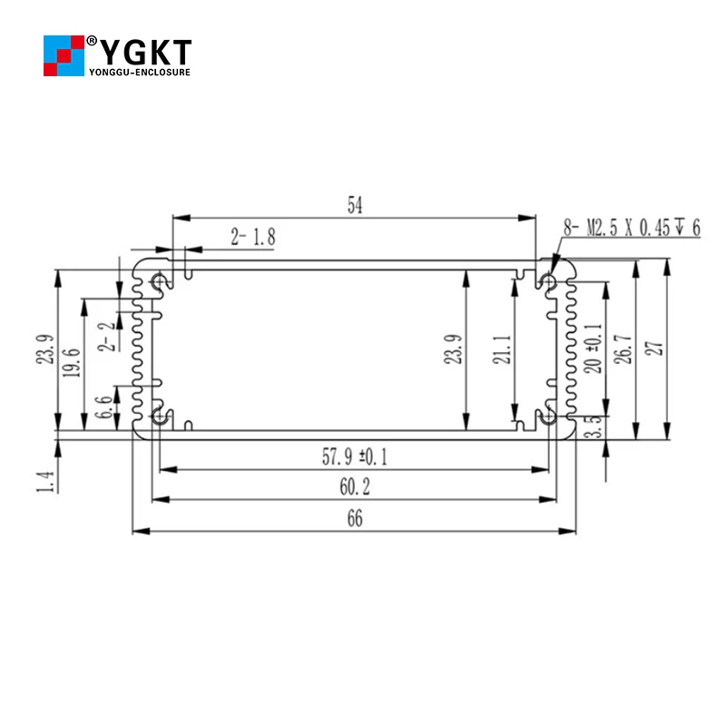 Aluminum electronic box heatsink electronic components custom housing PCB board integrated sheet metal enclosure J10 64*25.5mm