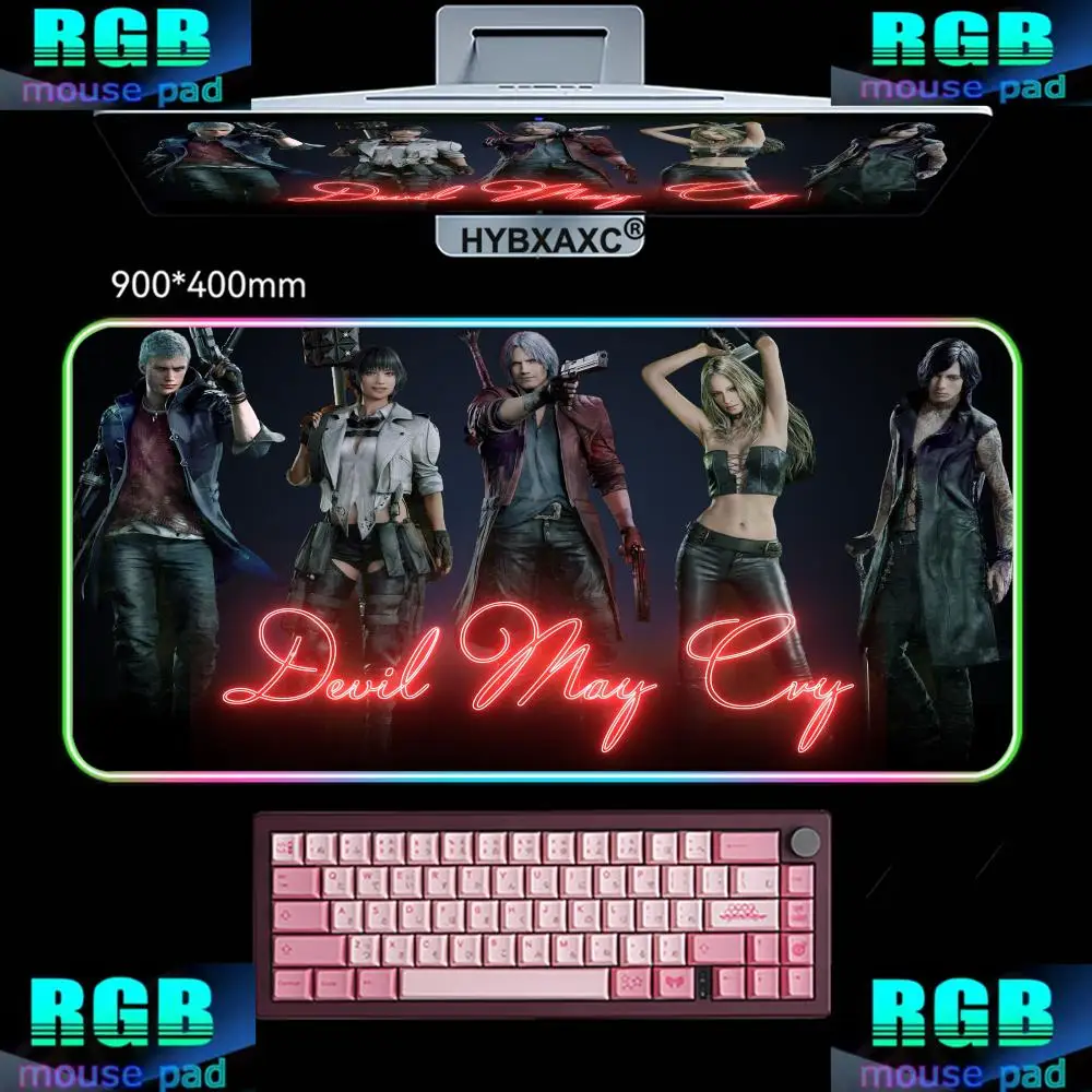 

RGB Devil May Cry Mouse Pad Dante Vergil Large XXL Mousepad Computer Keyboard Padding Printing Anime Gaming Accessories Desk Mat