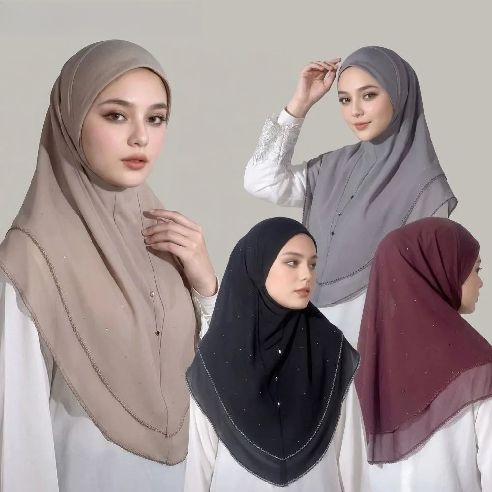 Gifts Milk Silk Instant Hijab Quick Dry Breathable Khimar Hijab Smooth Stitched Edge Stretchy Fabric Muslim Headscarf Daily Wear