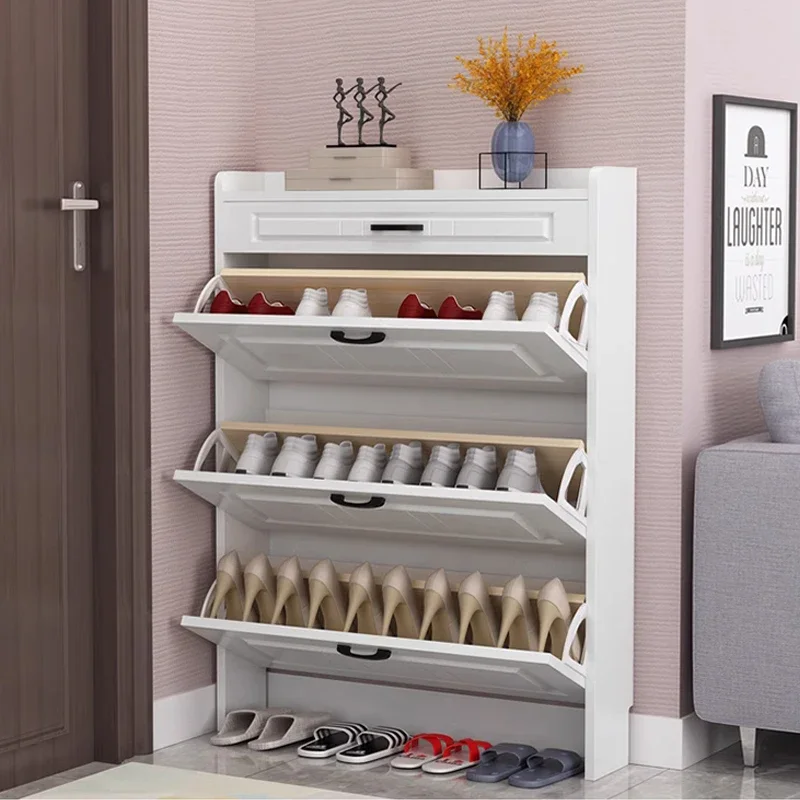 white modern wood 50 pairs shoe cabinet storage organizer home 4-Tier shoe racks cheapest shoe cabinet