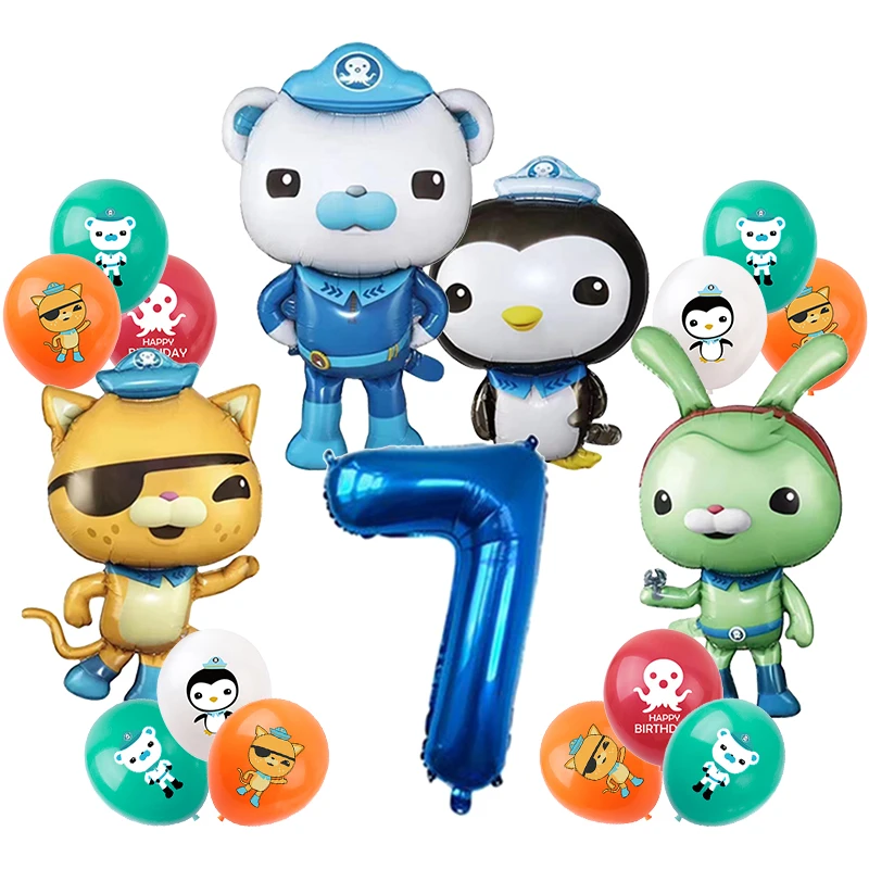 Octonauts Geburtstagsparty-Dekoration, Aluminiumfolienballon, Latex, Kinder-Eventzubehör, Einweggeschirr, Banner, Hintergrund, Geschenk